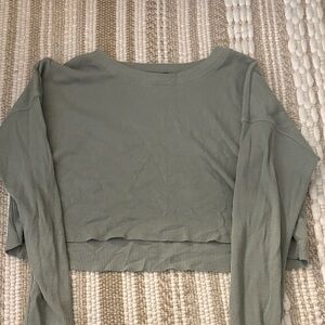 Women's Ribbed Long Sleeve Top - Sage Green